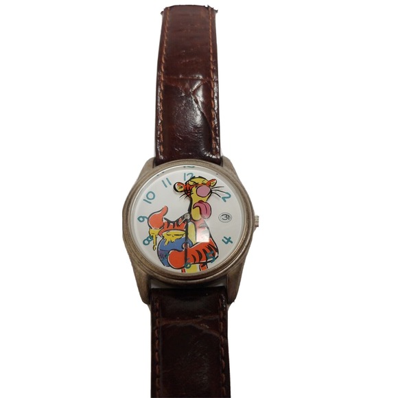 Disney Timex Tigger Wrist Watch With Date Leather Band Pooh - Picture 1 of 5
